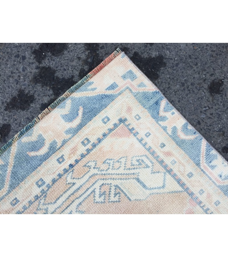 5x7 geometric Oushak rug, hand knotted rug ,70s rug , Repaired 4'10 X 6'9 rug for living room