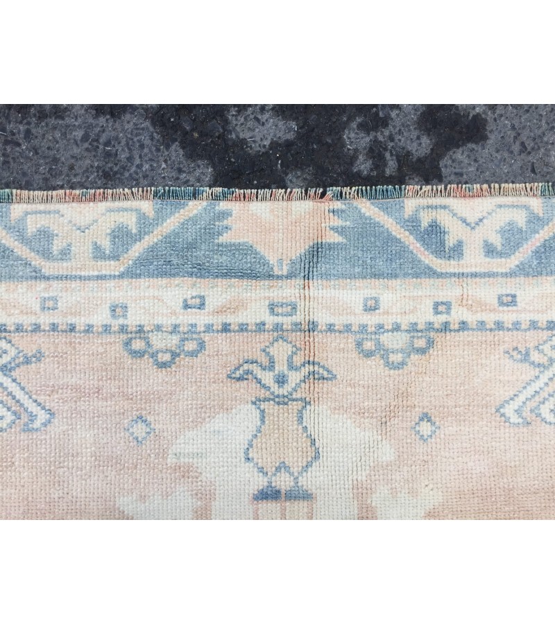 5x7 geometric Oushak rug, hand knotted rug ,70s rug , Repaired 4'10 X 6'9 rug for living room