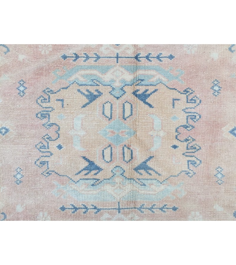 5x7 geometric Oushak rug, hand knotted rug ,70s rug , Repaired 4'10 X 6'9 rug for living room