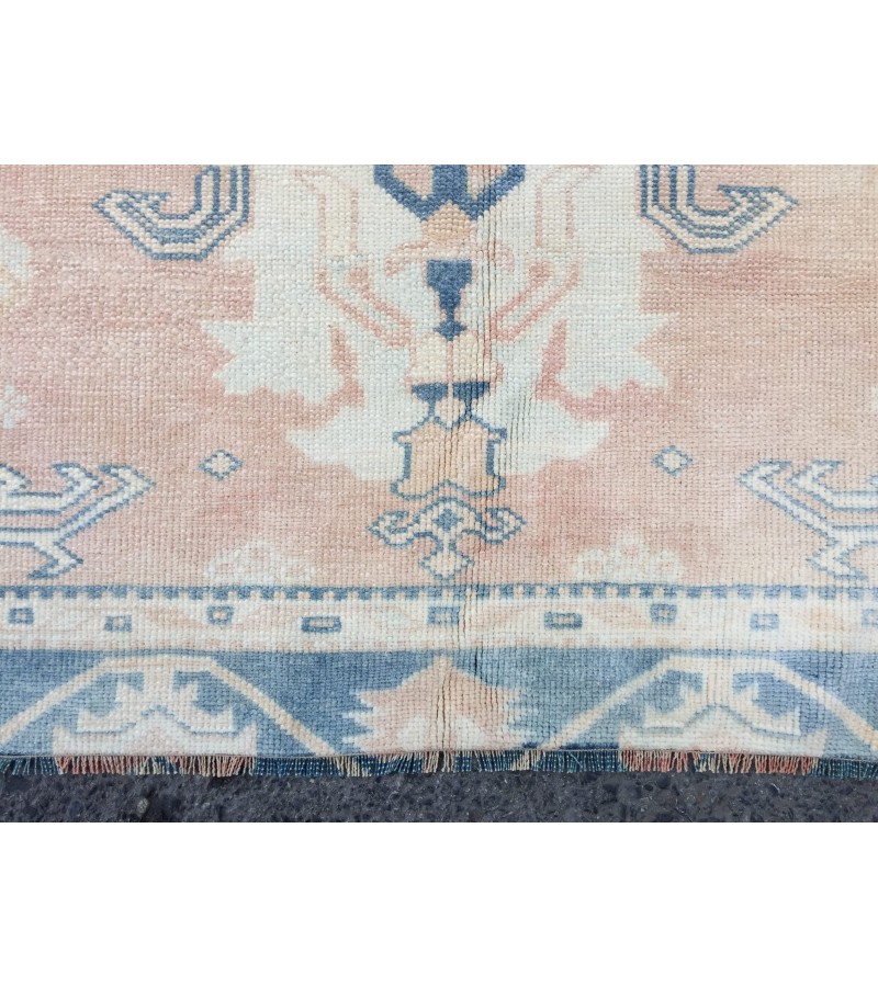 5x7 geometric Oushak rug, hand knotted rug ,70s rug , Repaired 4'10 X 6'9 rug for living room