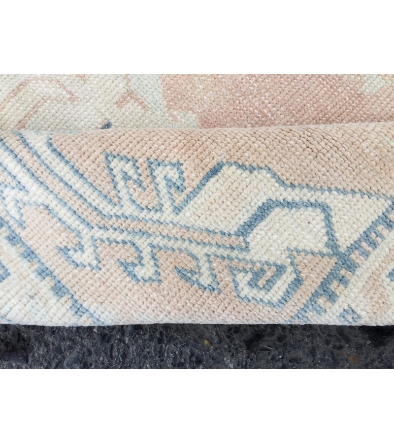 5x7 geometric Oushak rug, hand knotted rug ,70s rug , Repaired 4'10 X 6'9 rug for living room