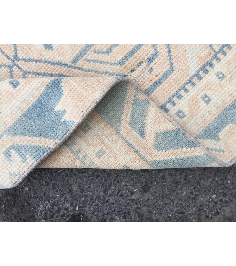 5x7 geometric Oushak rug, hand knotted rug ,70s rug , Repaired 4'10 X 6'9 rug for living room