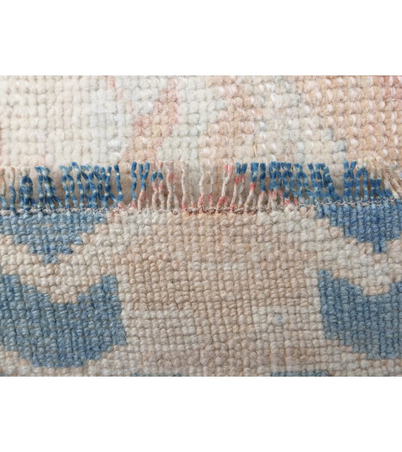 5x7 geometric Oushak rug, hand knotted rug ,70s rug , Repaired 4'10 X 6'9 rug for living room