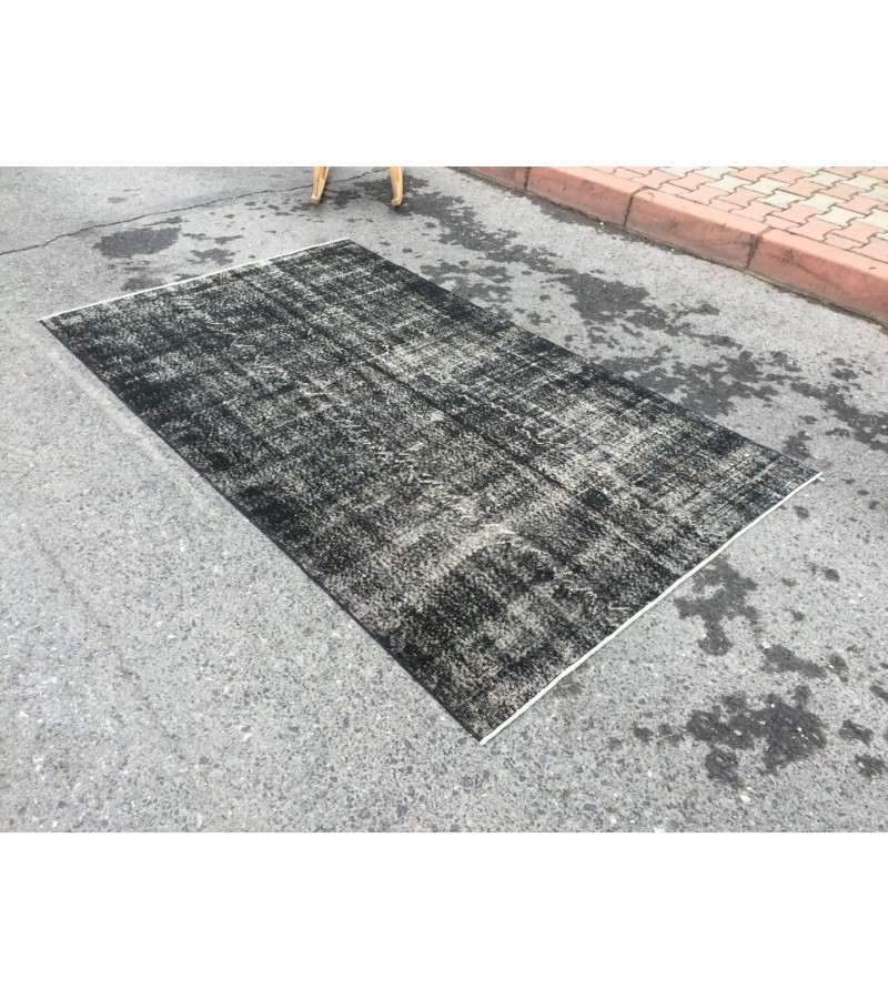 5x8 distressed rug, Area Rug , Black Turkish Rug ,4'6 X 7'8 Handmade Rug for living room