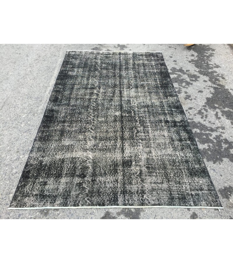 5x8 distressed rug, Area Rug , Black Turkish Rug ,4'6 X 7'8 Handmade Rug for living room