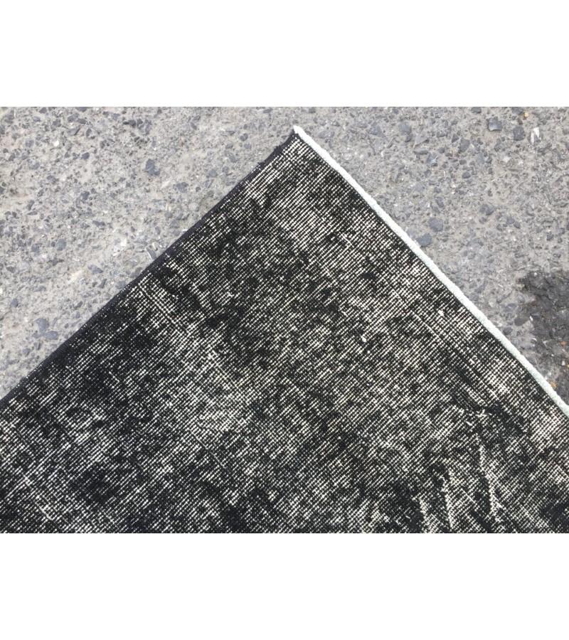 5x8 distressed rug, Area Rug , Black Turkish Rug ,4'6 X 7'8 Handmade Rug for living room