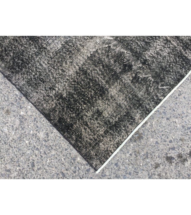 5x8 distressed rug, Area Rug , Black Turkish Rug ,4'6 X 7'8 Handmade Rug for living room