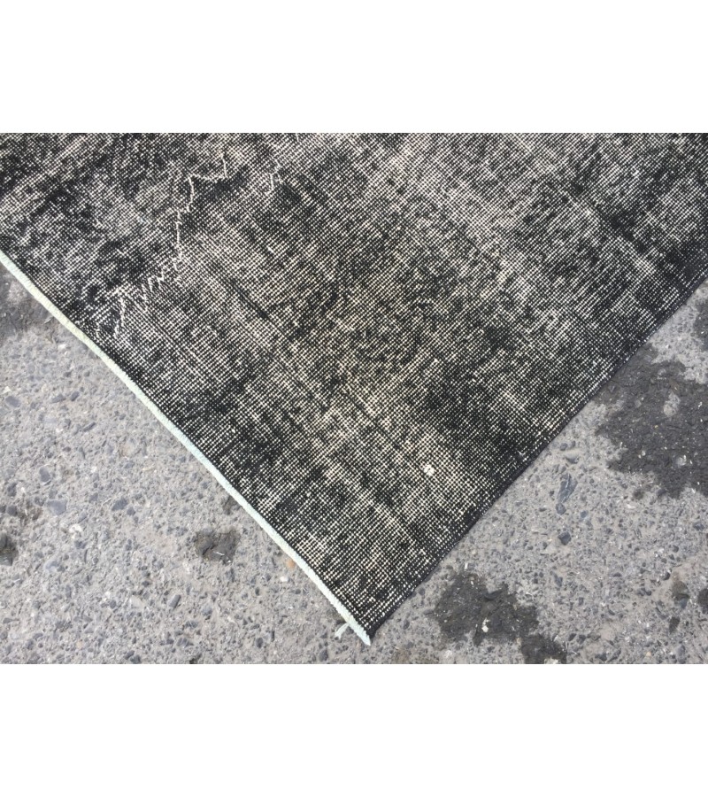 5x8 distressed rug, Area Rug , Black Turkish Rug ,4'6 X 7'8 Handmade Rug for living room