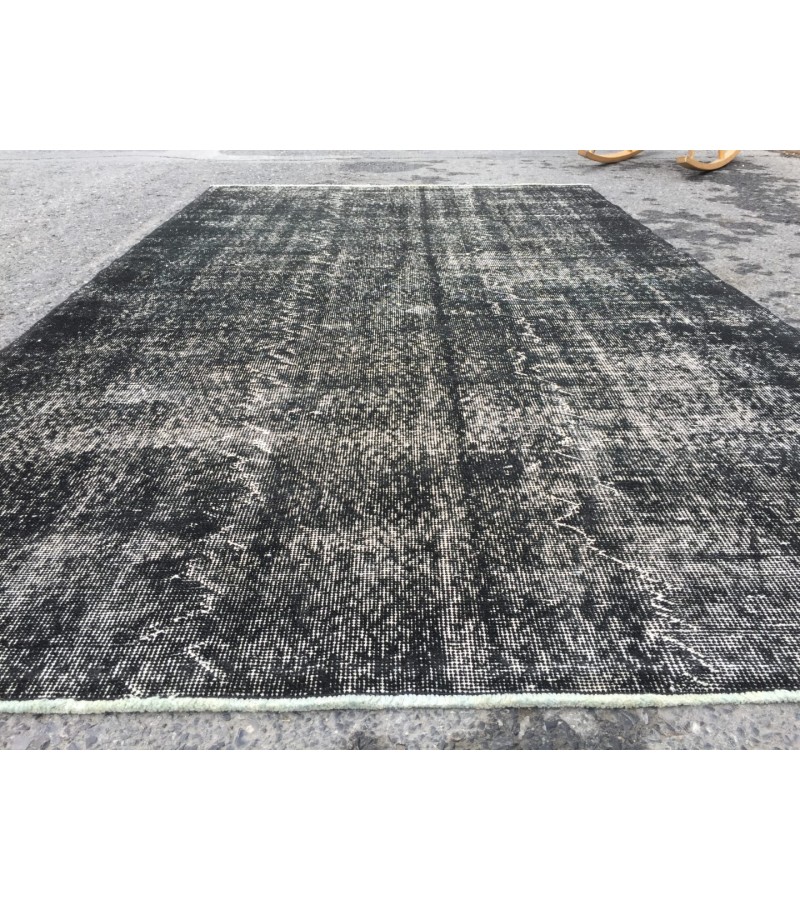 5x8 distressed rug, Area Rug , Black Turkish Rug ,4'6 X 7'8 Handmade Rug for living room