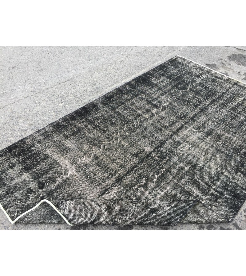 5x8 distressed rug, Area Rug , Black Turkish Rug ,4'6 X 7'8 Handmade Rug for living room