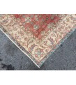 5x9 rustic area rug, retro kitchen rug, vintage rug , 5'2 X 8'8 faded red green Handmade rug