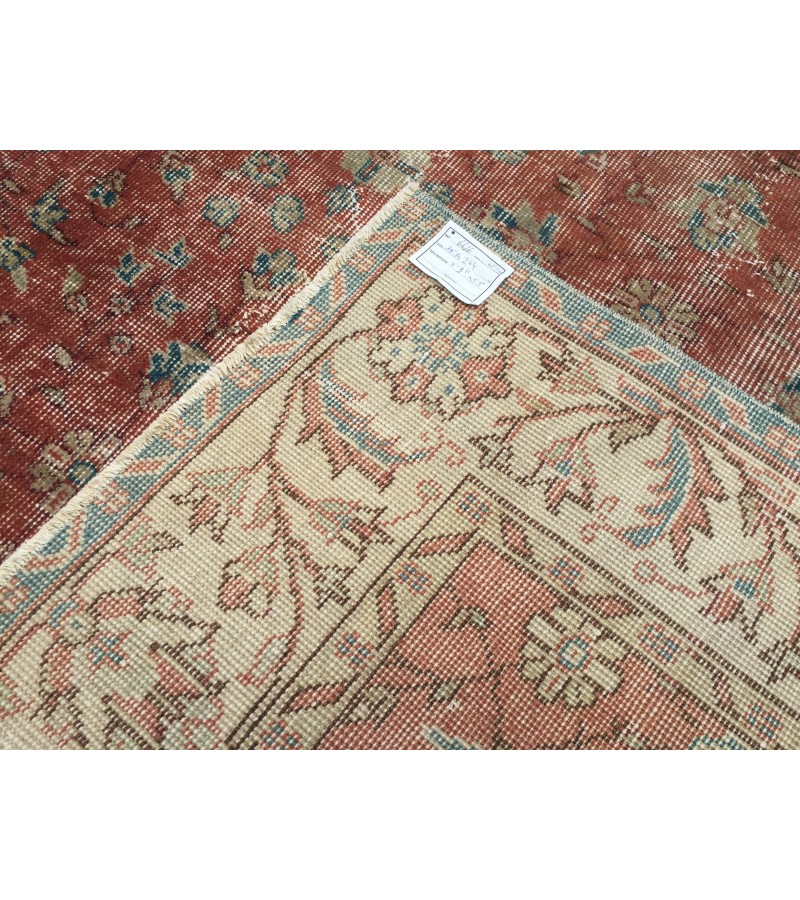 5x9 rustic area rug, retro kitchen rug, vintage rug , 5'2 X 8'8 faded red green Handmade rug
