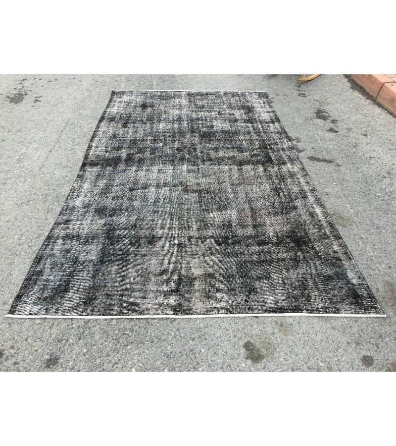 5x9 Black Grey Brown Turkish rug , wool rug, distressed rug, 5'4 X 8'11 Handmade Rug