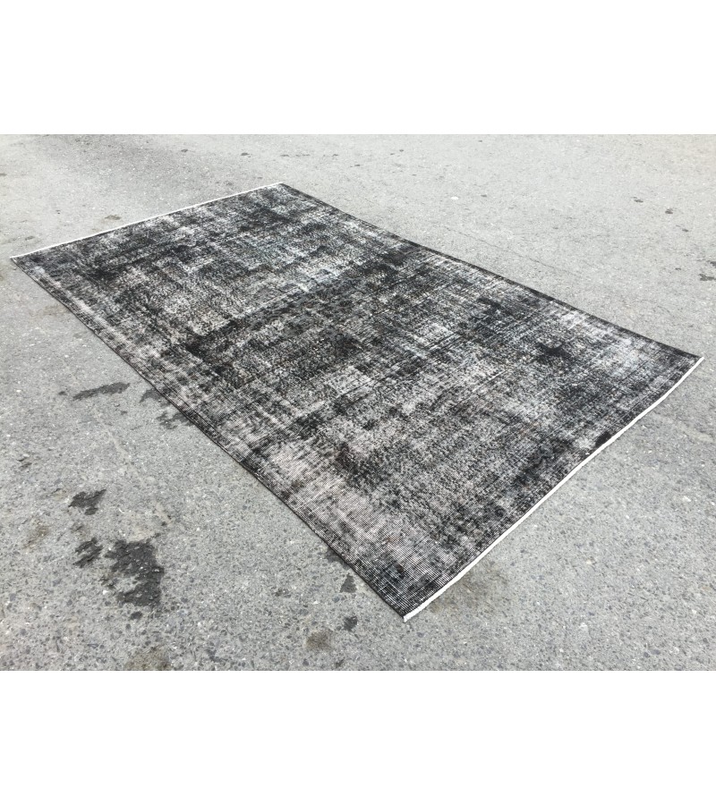 5x9 Black Grey Brown Turkish rug , wool rug, distressed rug, 5'4 X 8'11 Handmade Rug