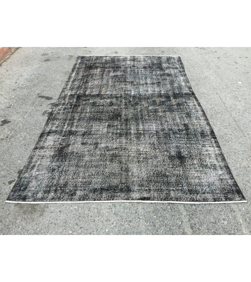 5x9 Black Grey Brown Turkish rug , wool rug, distressed rug, 5'4 X 8'11 Handmade Rug