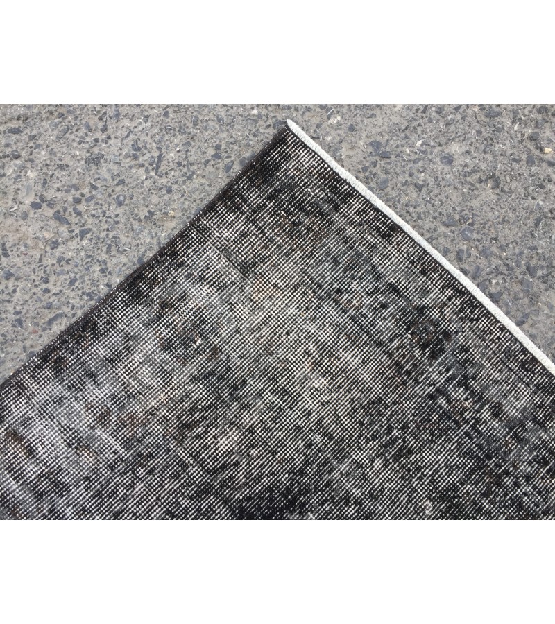 5x9 Black Grey Brown Turkish rug , wool rug, distressed rug, 5'4 X 8'11 Handmade Rug