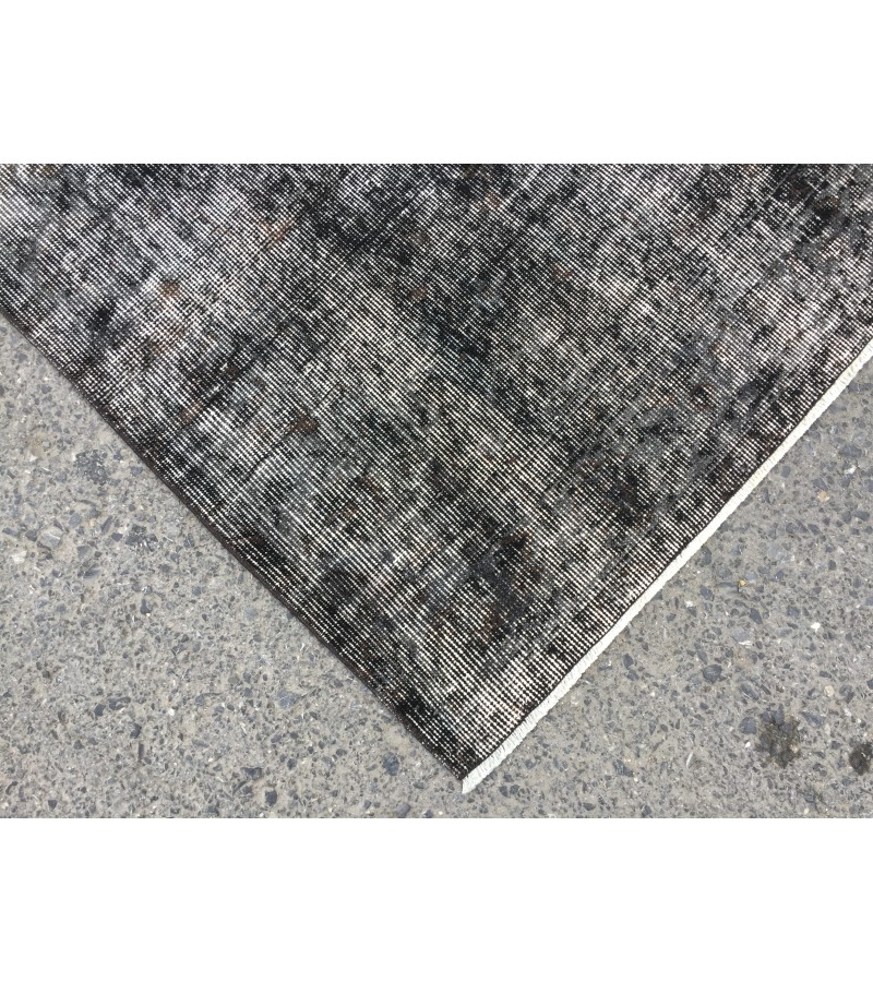 5x9 Black Grey Brown Turkish rug , wool rug, distressed rug, 5'4 X 8'11 Handmade Rug