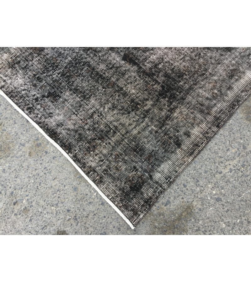 5x9 Black Grey Brown Turkish rug , wool rug, distressed rug, 5'4 X 8'11 Handmade Rug