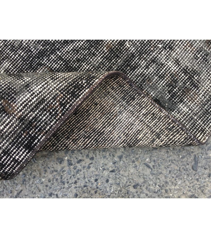 5x9 Black Grey Brown Turkish rug , wool rug, distressed rug, 5'4 X 8'11 Handmade Rug