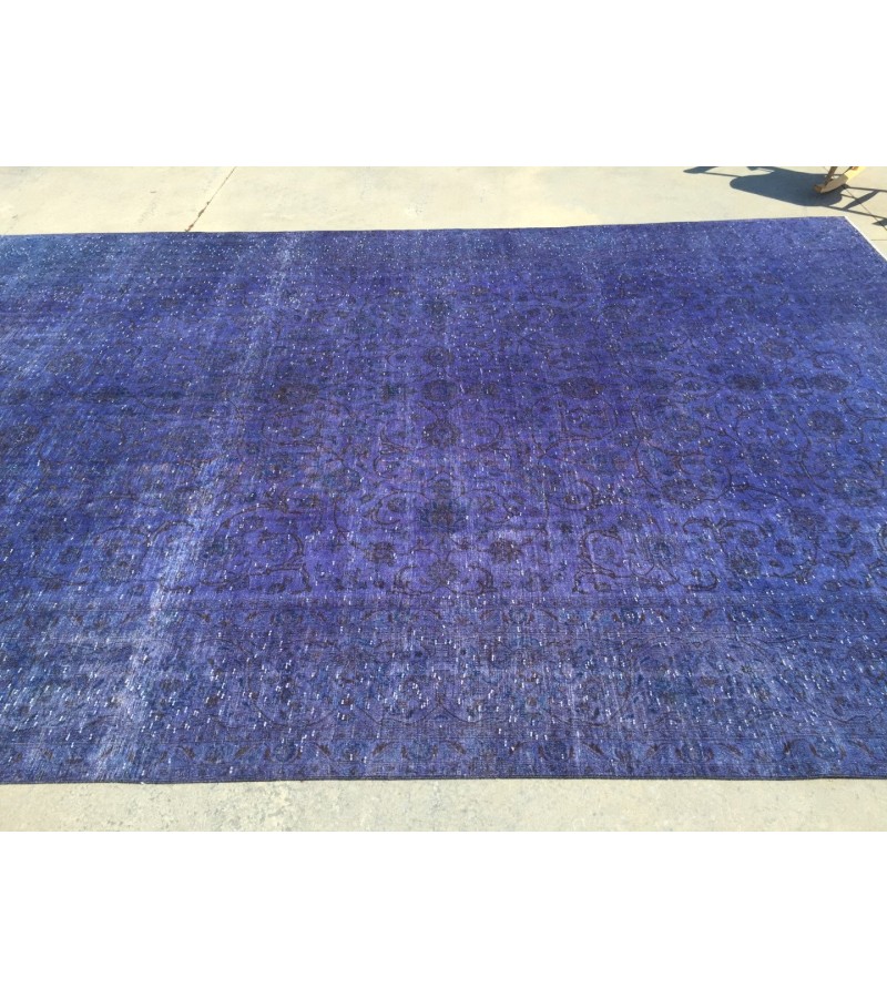 9x12 Purple Rug , Floral Overdyed Area Rug ,8'11 X 12'1 Vintage Bedroom Rug , Turkish Carpet