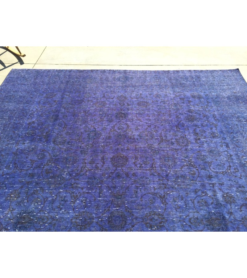 9x12 Purple Rug , Floral Overdyed Area Rug ,8'11 X 12'1 Vintage Bedroom Rug , Turkish Carpet