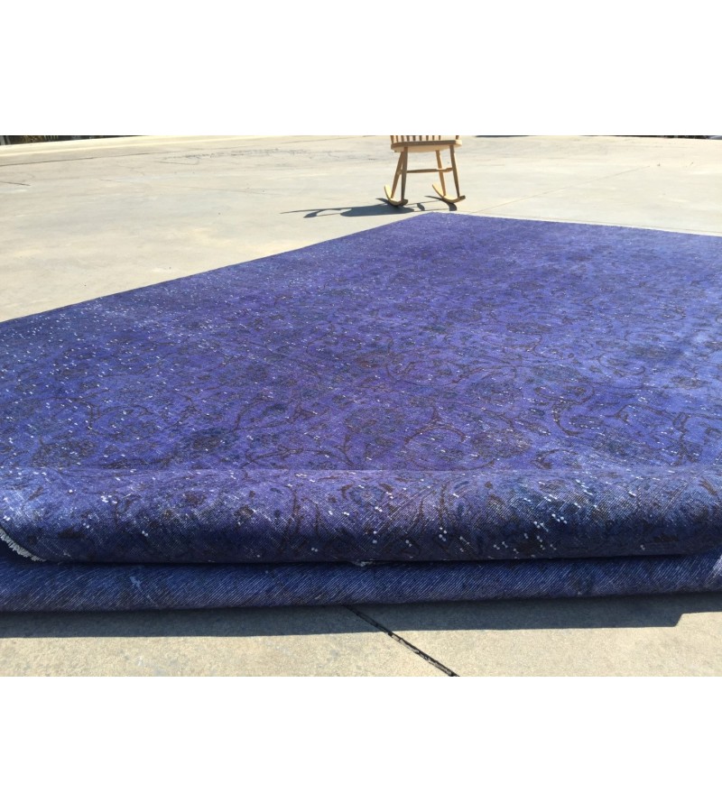 9x12 Purple Rug , Floral Overdyed Area Rug ,8'11 X 12'1 Vintage Bedroom Rug , Turkish Carpet