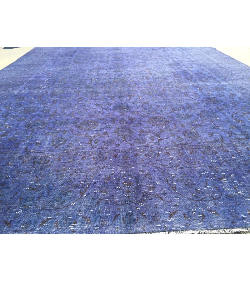 9x12 Purple Rug , Floral Overdyed Area Rug ,8'11 X 12'1 Vintage Bedroom Rug , Turkish Carpet