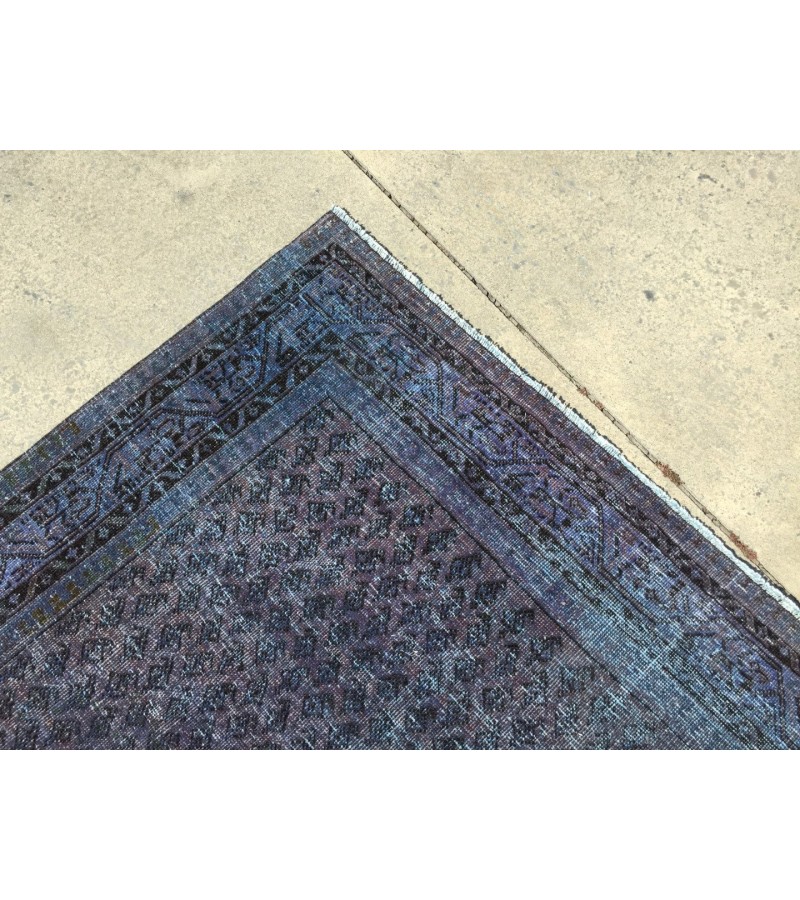 7x11 Vintage Handmade rug , Woven rug 7' X 10'9 Over-dyed Turkish Rug , geometric bedroom Rug