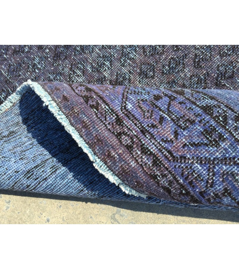 7x11 Vintage Handmade rug , Woven rug 7' X 10'9 Over-dyed Turkish Rug , geometric bedroom Rug