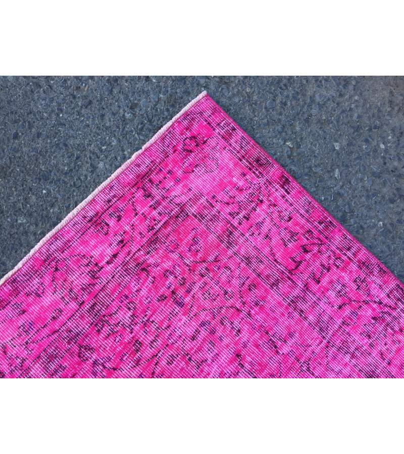 6x9 pink rug for living room, wool rug, pink rug, 5'8 X 8'10 woven rug