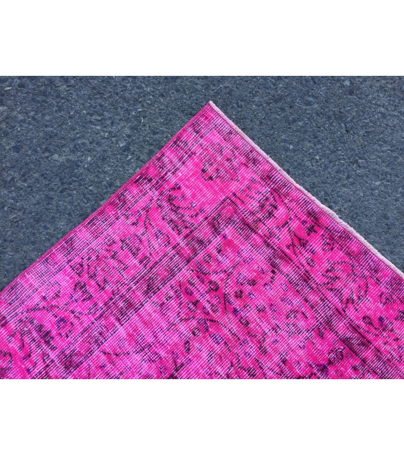 6x9 pink rug for living room, wool rug, pink rug, 5'8 X 8'10 woven rug