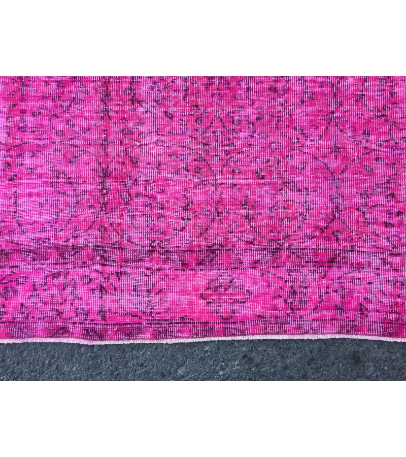 6x9 pink rug for living room, wool rug, pink rug, 5'8 X 8'10 woven rug