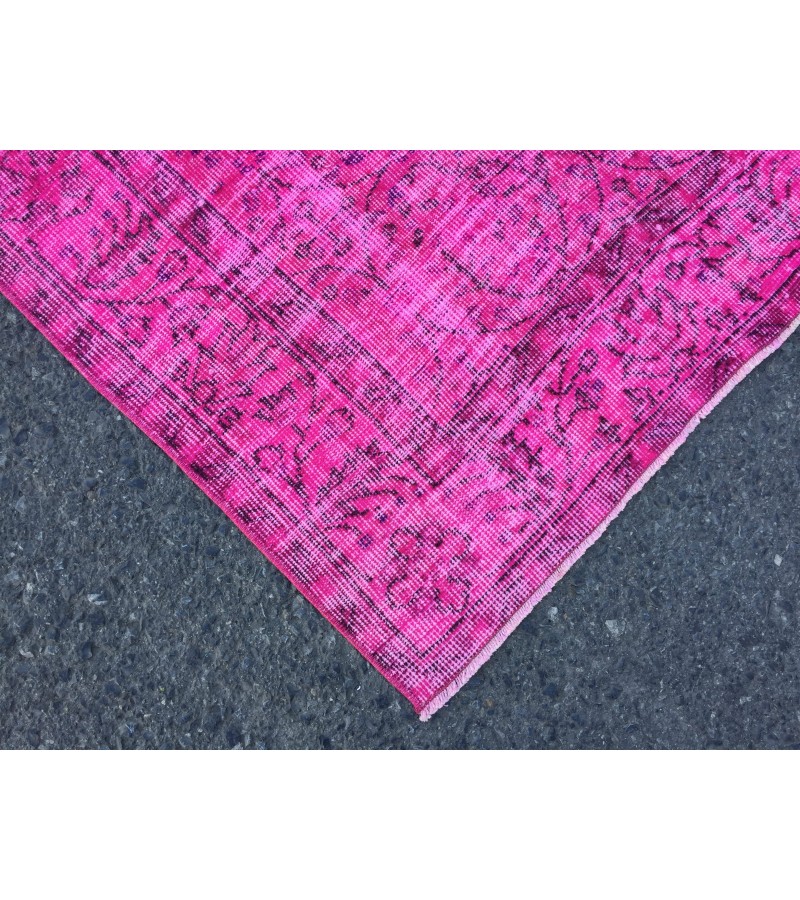 6x9 pink rug for living room, wool rug, pink rug, 5'8 X 8'10 woven rug