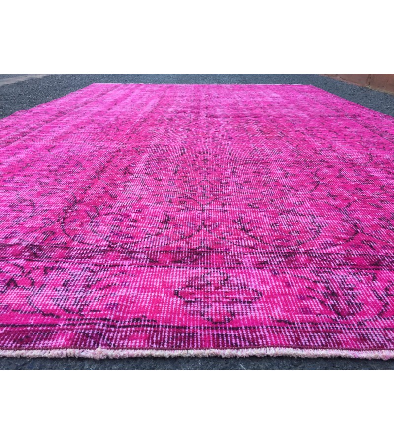 6x9 pink rug for living room, wool rug, pink rug, 5'8 X 8'10 woven rug