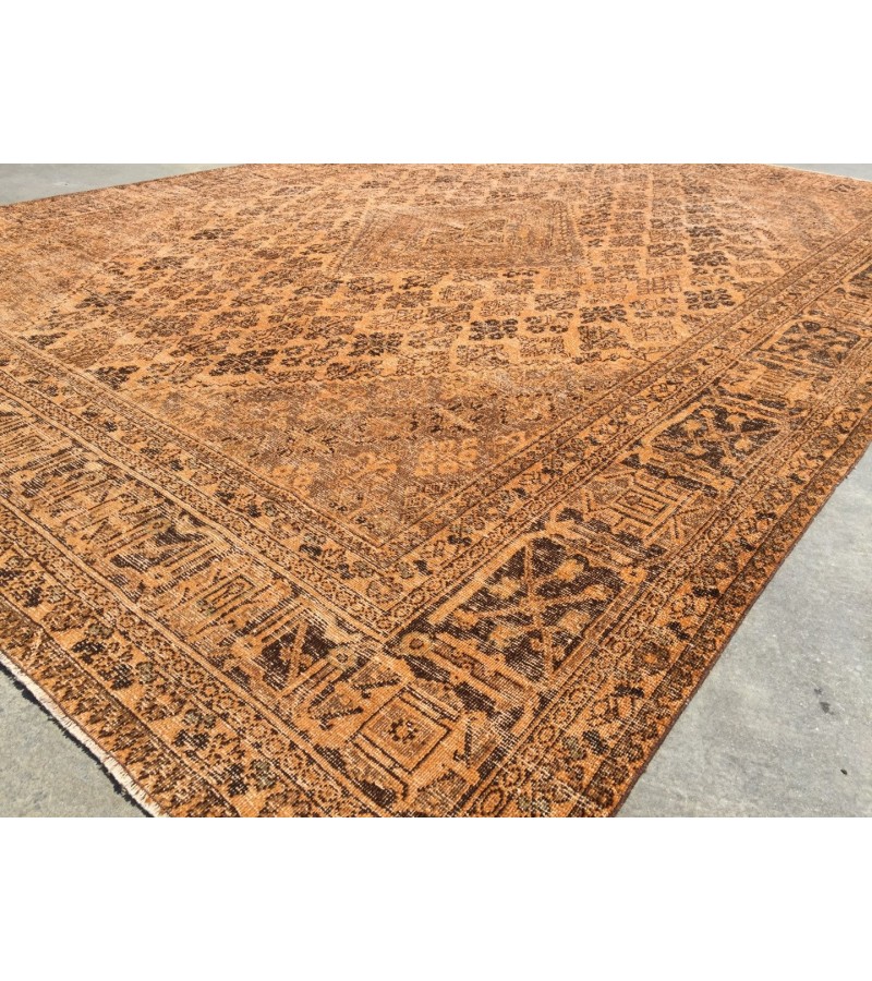 Oversize Orange rug 10x13 , Bohemian rug, Vintage rug, Large size rug, 9'9 X 12'10 Turkish rug, Antique rug, Boho rug