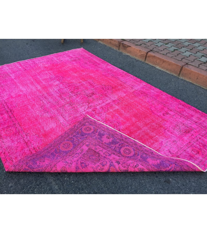 6x10 distressed pink blue rug, bedroom Rug, Handmade Rug, 6'5 X 9'9 vintage Rug