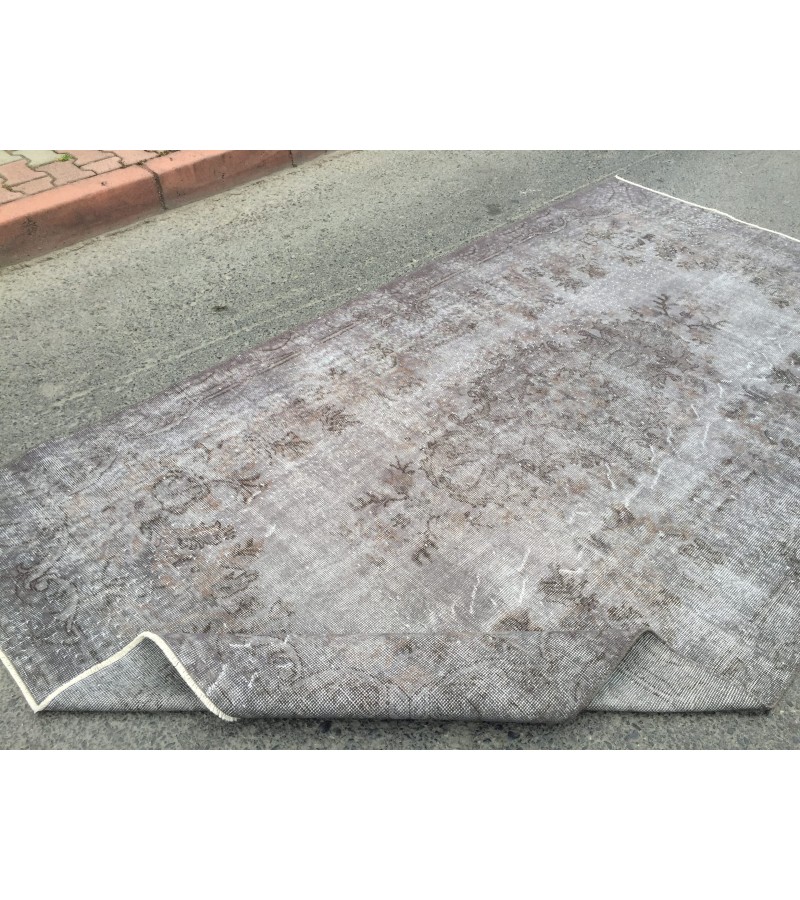 5x10 hand knotted grey rug, office rug, Turkish rug , 5'5 X 9'8 Handmade Rug