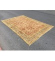 8x11 boho living room rug, distressed red yellow rug, 7'9 X 11'5 vintage area rug