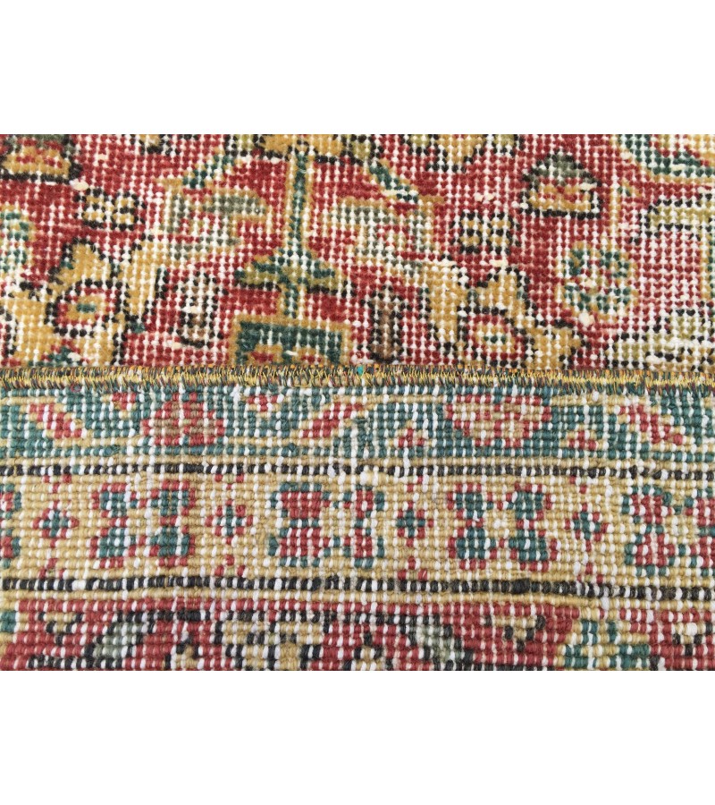 8x11 boho living room rug, distressed red yellow rug, 7'9 X 11'5 vintage area rug
