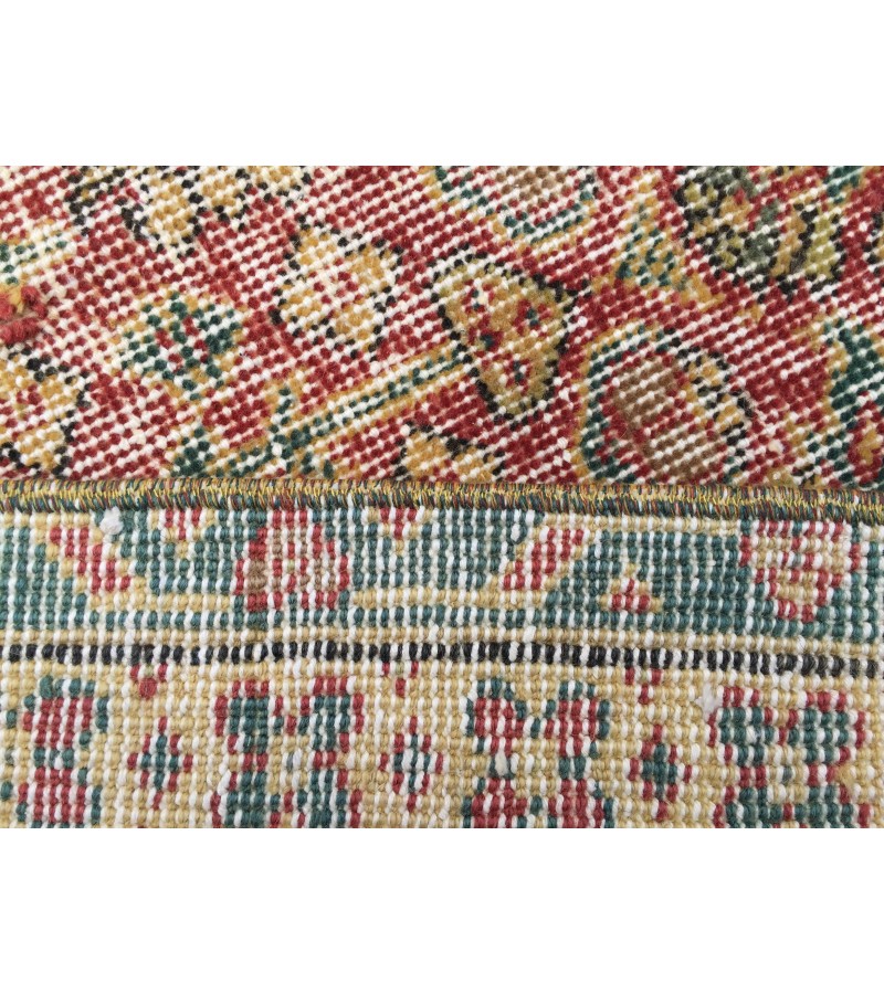 8x11 boho living room rug, distressed red yellow rug, 7'9 X 11'5 vintage area rug