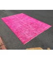 7x10 retro oriental rug, pink bedroom rug , 6'8 X 10'3 Handmade rug