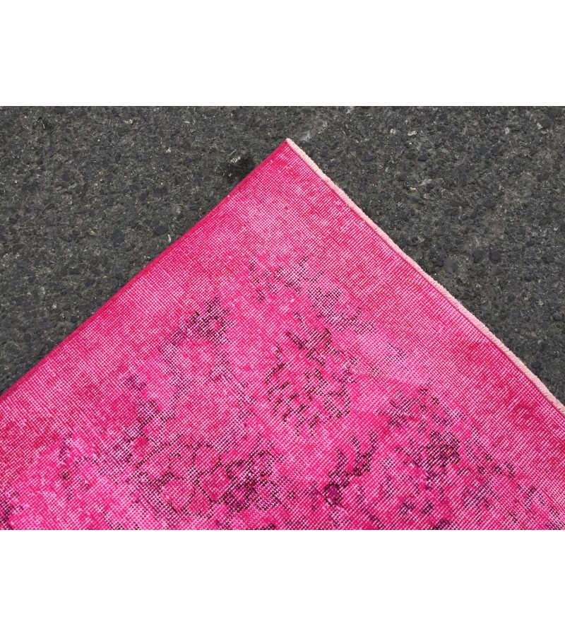 7x10 retro oriental rug, pink bedroom rug , 6'8 X 10'3 Handmade rug