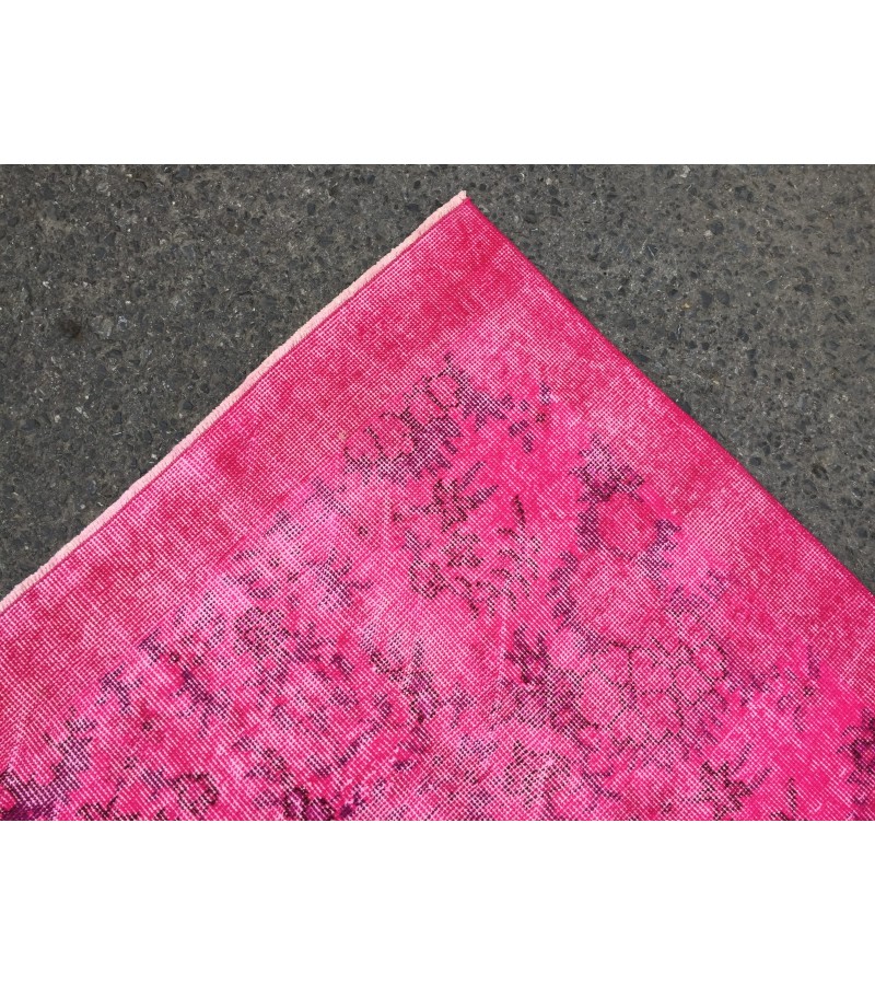 7x10 retro oriental rug, pink bedroom rug , 6'8 X 10'3 Handmade rug