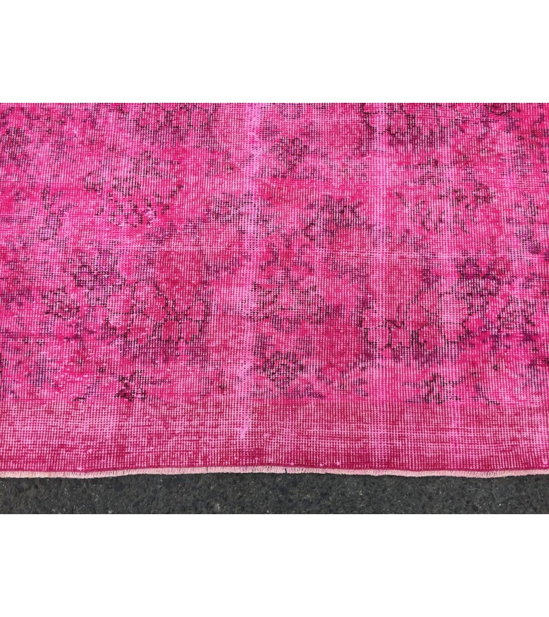 7x10 retro oriental rug, pink bedroom rug , 6'8 X 10'3 Handmade rug