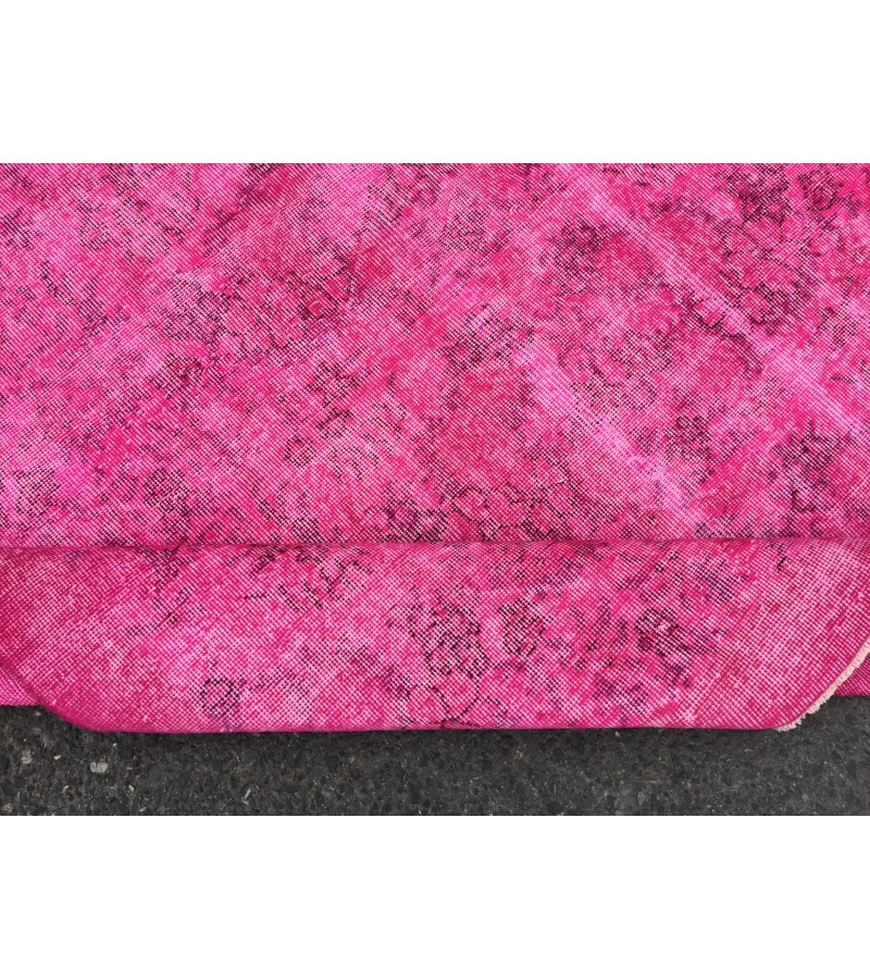 7x10 retro oriental rug, pink bedroom rug , 6'8 X 10'3 Handmade rug
