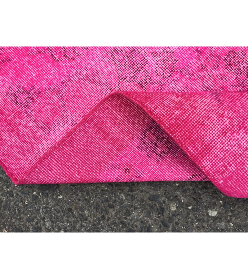 7x10 retro oriental rug, pink bedroom rug , 6'8 X 10'3 Handmade rug