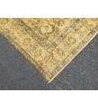 6x10 rustic dining room rug, faded yellow green brown rug, 6'4 X 9'7 retro rug