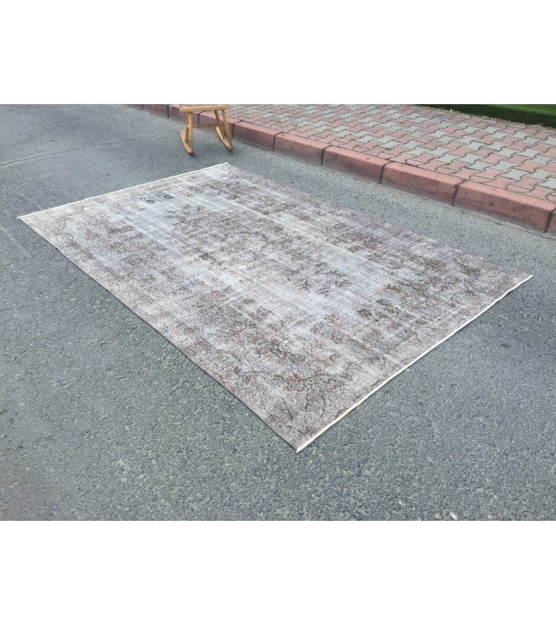 6x10 hand woven rug, grey brown office rug, Turkish rug ,6'1 X 9'6 Handmade Rug