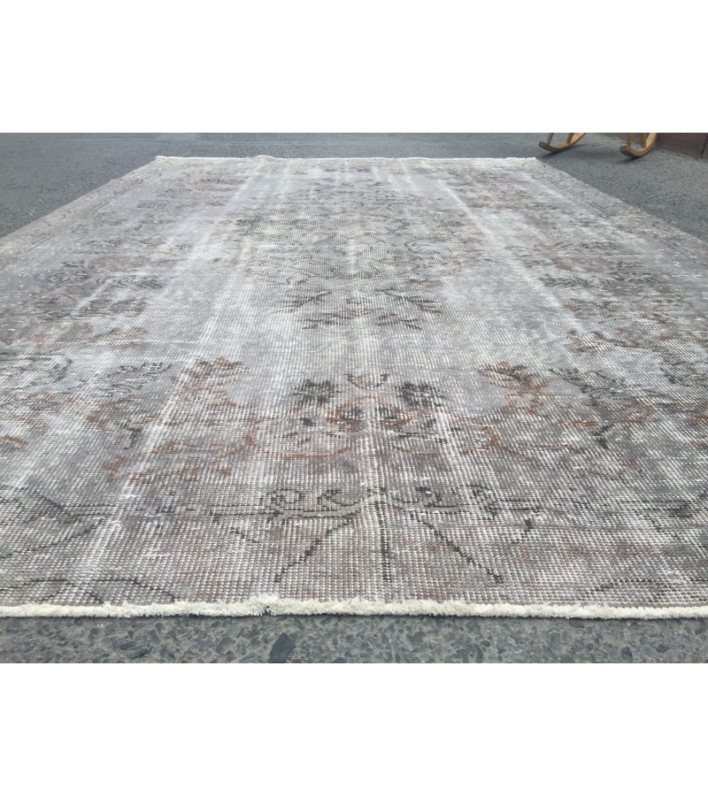 6x10 hand woven rug, grey brown office rug, Turkish rug ,6'1 X 9'6 Handmade Rug