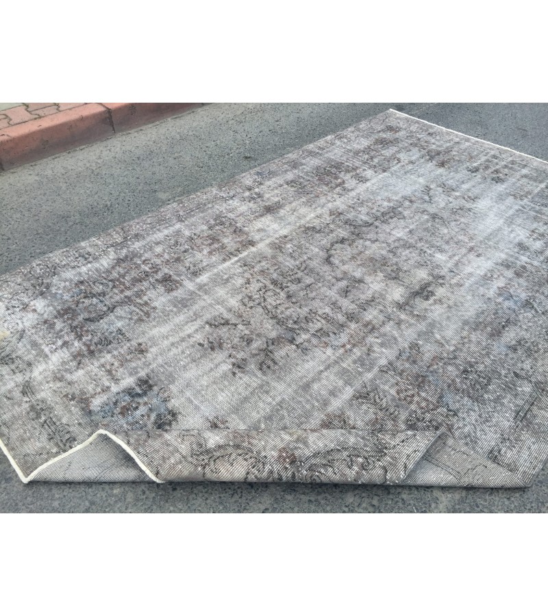 6x10 hand woven rug, grey brown office rug, Turkish rug ,6'1 X 9'6 Handmade Rug